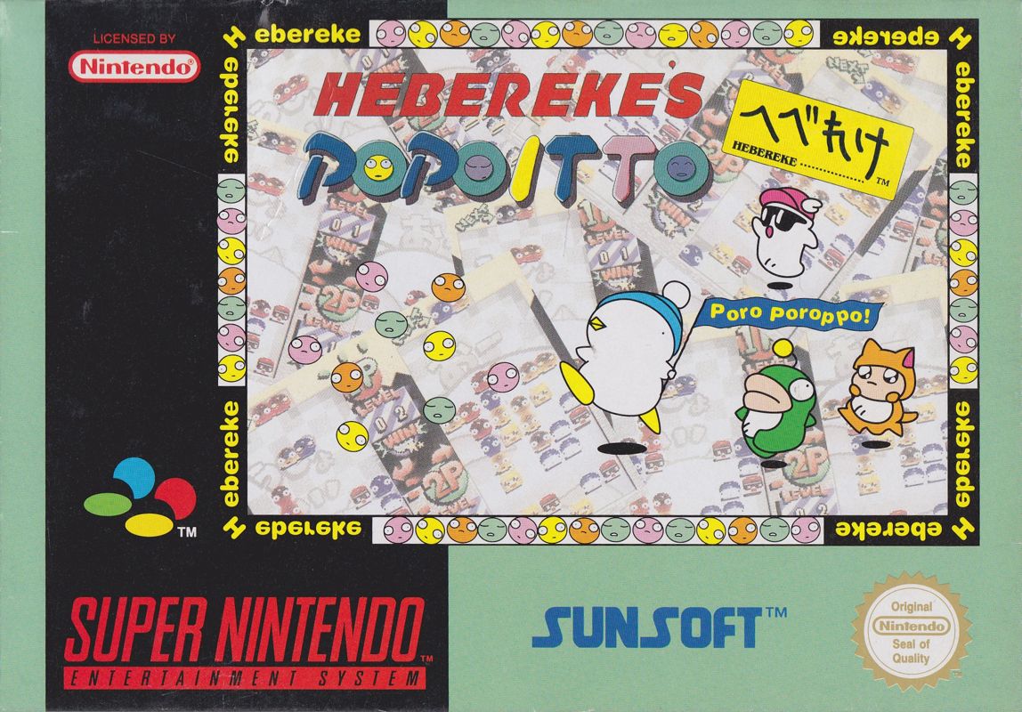 Hebereke's Popoitto box art for Super Nintendo